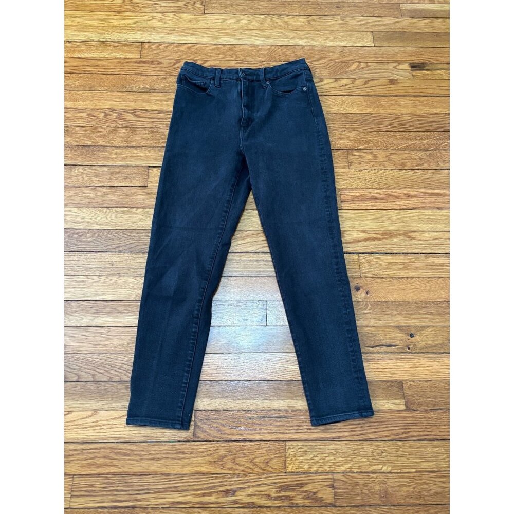 UNIQLO Womens Skinny Tapered High Rise Black Jeans Size 28 2 Way Stretch Denim